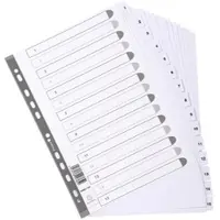Exacompta 25x Bedrukte tabbladen karton 160g - geplastificeerde tabs - 10 tabs - 1 tot 10 - A4 - Wit - MWD1-10Z