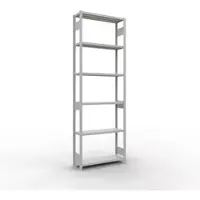 Schulte Lagertechnik MULTIplus250 rekken zonder schroeven, basisrek, 7 legborden, B 1000 x D 300 x H 3000 mm, RAL 7035 lichtgrijs, 250 kg per legbord