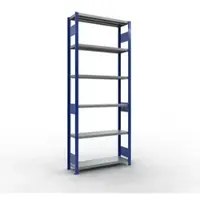 Schulte Lagertechnik MULTIplus250 rekken zonder schroeven, basisrek, B 1000 x D 300 x H 2500 mm, 6 legborden, gegalvaniseerd/enzianblauw
