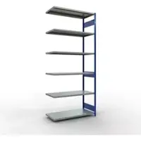 Schulte Lagertechnik MULTIplus 250 boutloos rekkensysteem, boutloze aanbouwstelling, lengte bout, 3000x1300x600 mm, 7 legborden, gentiaanblauw/verzinkt