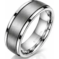 TJ Tom Jaxon Tom Jaxon heren ring Wolfraam Zwarte Groef Mat en Glans-16mm