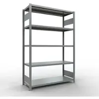 Schulte MULTIplus250 rekken zonder gereedschap, basisrek, 5 legborden, tot 250 kg per legbord, montage zonder gereedschap B 1300 x D 500 x H 2000, zilvergrijs
