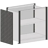 Schulte Lagertechnik Startmodule voor uitschuifbaar baliesysteem MULTIplus, 2 moduleframes/1 eindpaneel, zonder werkblad, breedte boven 1056 mm