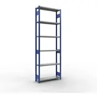 Schulte Lagertechnik MULTIplus250 rekken zonder schroeven, basisrek, 7 legborden, B 1000 x D 300 x H 3000 mm, 250 kg, RAL 5010 gentiaanblauw/verzinkt