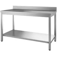 Gastro-Inox RVS werktafel met achteropstand en onderblad, 1200(l)x600(d)x850(h)mm