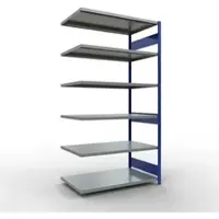 Schulte Lagertechnik MULTIplus 250 boutloos rekkensysteem, boutloze aanbouwstelling, lengte bout, 2500x1300x800 mm, 6 legborden, gentiaanblauw/verzinkt