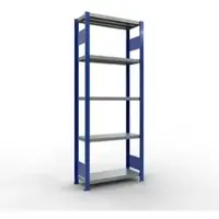 Schulte Lagertechnik MULTIplus 250 boutloos rekkensysteem, basisrek, lengte bout, 2000x750x300 mm, 5 legborden, gentiaanblauw/verzinkt