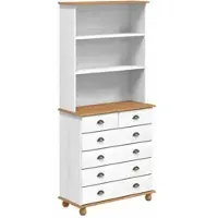 vidaXL Hutch met lade ASKIM Wit 91 x 40 x 200,5 cm Massief grenenhout