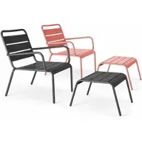 Oviala - 2 relaxfauteuils met grijze voetensteun en klei bekleding - Palavas