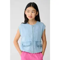 Shoeby gilet light blue denim Blauw Meisjes Lyocell Ronde hals Effen - maat 146/152