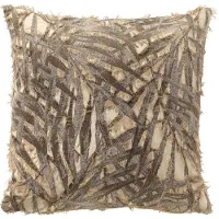 Dutch decor NIM - kussenhoes 45x45 cm - bladmotief - Timber Wolf - bruin - met rits - zonder binnenkussen