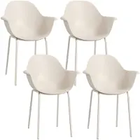Merax Tuinstoelen 4-delig - Stapelbare Balkonstoelen met Rugleuning en Armleuningen - Tuin Eetkamerstoelen - Tot 120 kg - Grijs