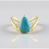 Cavill - Verstelbare Zilveren Ring 925 Verguld - 2,155 ct Tyrone Turkoois Peervorm Cabochon - Modern Turquoise Sieraad Dames