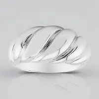 Cavill - Geplatineerde Zilveren Ring - 925 Sterling Zilver - Brede Gepolijste Hoogglans Damesring - Elegant Modern Tijdloos - Maat 16-20