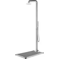 vidaXL Buitendouche met grijze basis 230 cm roestvrij staal