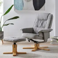 Idimex Relaxstoel CHARLY met voetenbankje en stoffen bekleding – grijs