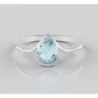 Cavill - Zilveren ring met 1,125 ct hemelsblauwe peervormige topaas - 925 Sterling Zilver - Braziliaanse topaas - Elegante damesring maat 17-21