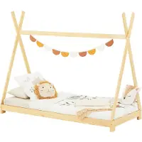 Idimex Tipi bed ELIN van massief grenen in 90 x 190, kinderhuisbed met dak, modern Indiaas speelbed voor kinderen, natuurlijke sfeer