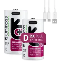 Uniross Rechargeable Lithium D USB-C 1.5V 2 pack