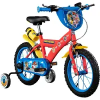 Paramount Paw Patrol 14" fiets rood/blauw - met fietsbel en zijwieltjes