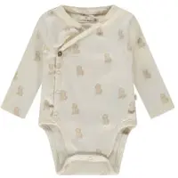 A Tiny Story romper met overslag ecru/lichtbruin Jongens/Meisjes Katoen V-hals - maat 56