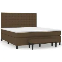 vidaXL Boxspring met matras stof donkerbruin 180x200 cm