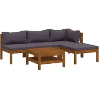 vidaXL 5-delige Loungeset met kussens massief acaciahout