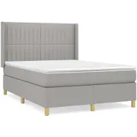 vidaXL Boxspring met matras stof lichtgrijs 140x200 cm