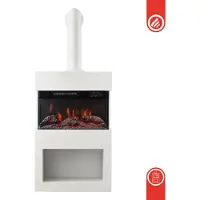KAMINIO Elektrische haard HENRI met rookafvoerbuis - Elektrische houtkachel met verwarming, 3D-vlameffect, houtopslag, afstandsbediening - Wit
