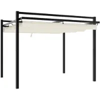 vidaXL Prieel met uittrekbaar dak 3x3 m aluminium crèmekleurig