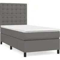 vidaXL Boxspring met matras kunstleer grijs 80x200 cm