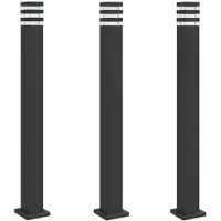 vidaXL Buitenvloerlampen 3 st met stopcontact 110 cm aluminium zwart