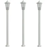 vidaXL Vloerlamp voor buiten 3 st 120 cm roestvrijstaal zilverkleurig