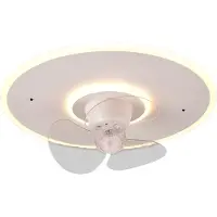 Reality LED-ventilator Nybro, wit, DC, stil, Ø 50 cm, CCT, afstandsbediening dimbaar, wit / opaal, Woon-/ Eetkamer, metaal, Modern