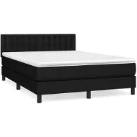 vidaXL Boxspring met matras stof zwart 140x190 cm
