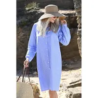 Ringella Zomers katoenen doorknoopnachthemd blauw | Maat 36