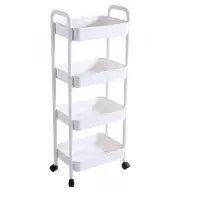 Decopatent - Smal Keukenrek opbergrek 4 laags op Wieltjes met Vakken - Smalle kast - Keukentrolley met wielen - Badkamer - Nisrek - Afm: 42 x 27.5 x 103 Cm