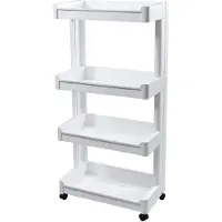Decopatent - Smal Keukenrek opbergrek 4 laags op Wieltjes met Vakken - Smalle kast - Keukentrolley met wielen - Badkamer - Nisrek - Afm: 45.5 x 26 x 77 Cm
