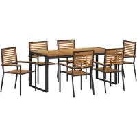 vidaXL Tuin Eettafel Set 7 pcs Zwart en Bruin poly rattan