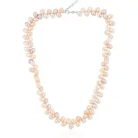 Cavill - Zilveren Halsketting - 925 Sterling Zilver Gerhodineerd - Oranje Zoetwaterkweekparel met Fancy Slijpsel - Verstelbare Elegante Parels 45 cm
