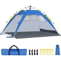 Core Strandtent uv Bescherming - Strandtent Baby Pop Up – Strandtentje Extra Licht - Blauw - 115cm x 215cm x 170cm