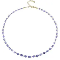 Cavill - Zilveren Halsketting - 925 Sterling Zilver Verguld - 0 996 ct Tanzaniaanse Tanzaniet & Witte Zoetwaterparels - Elegant & Verstelbaar