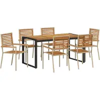 vidaXL Tuin Eettafel Set 7 st Beige en Bruin poly rattan