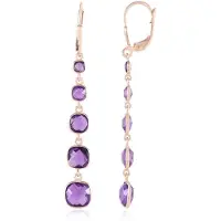 Cavill - Zilveren oorbellen rosé verguld - 925 Sterling zilver - Braziliaanse amethist 6,5 ct - Antiek kussen briolette - Elegante damesclip 58 mm