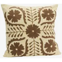 Madam Stoltz - Handgeborduurde Suzani Kussenhoes wit/bruin - 45x45cm