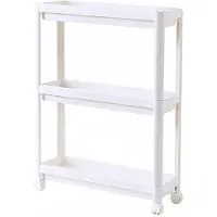 Decopatent - Smal Keukenrek opbergrek 3 laags op Wieltjes met Vakken - Smalle kast - Keukentrolley met wielen - Badkamer - Nisrek - Afm: 53 x 17 x 70 Cm