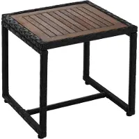 Mendler Polyrotan garnituur -P74, loungeset tuin 2x stoel tafel, acaciahout stof 180 g/m² ~ zwart, bekleding zwart
