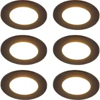 QAZQA Set van 6 moderne inbouwspots zwart incl. LED 3-staps dimbaar IP65 - Blanca