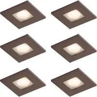 QAZQA Set van 6 moderne inbouwspots donker brons vierkant IP44 - Qure