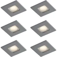 QAZQA Set van 6 moderne inbouwspots gunmetal vierkant IP44 - Qure
